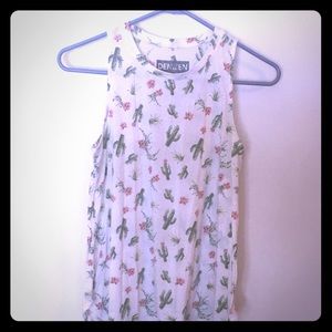 Cotton tank top with cute cactus design